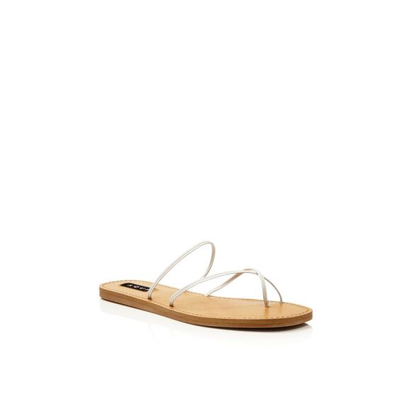 AQUA Womens White Strappy Zues Square Toe Slip On Leather Sandals 6.5 M - Picture 2 of 2